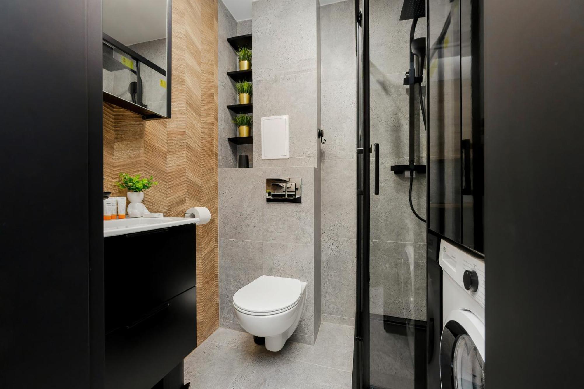 Modern Black & Wooden Apartment Warsaw Near The Airport By Noclegi Renters Exterior photo